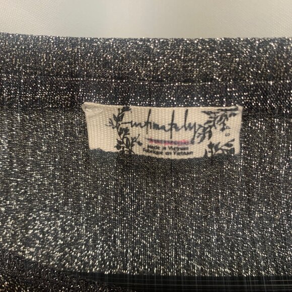 Free People Mesh So Well Layering Top Metallic Shimmer Black Top, Small - Picture 5 of 6